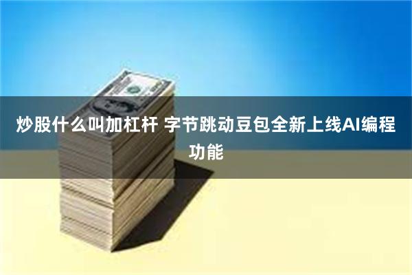 炒股什么叫加杠杆 字节跳动豆包全新上线AI编程功能