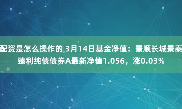 配资是怎么操作的 3月14日基金净值：景顺长城景泰臻利纯债债券A最新净值1.056，涨0.03%